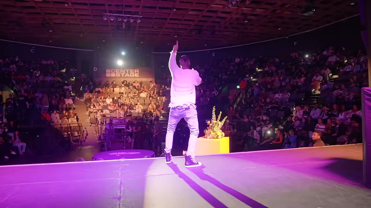 The sold-out room at Center Stage, Atlanta, seen from the stage during The Round Table Live Show