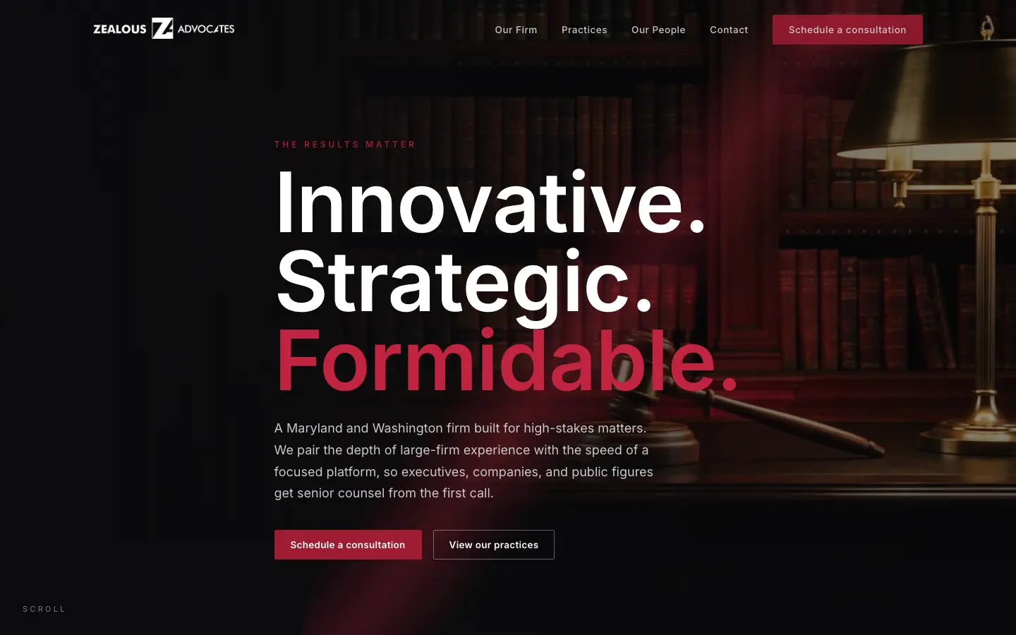 High Arc Media concept rebuild: full-bleed hero, the firm's headline set large, and a consultation button in the navigation