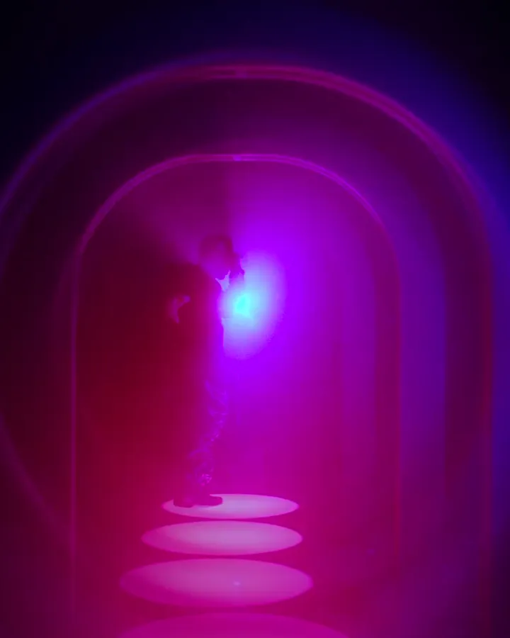 A graded pink light tunnel frame from Make It Last