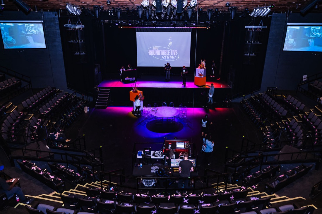 Roundtable filmed in an arena setting