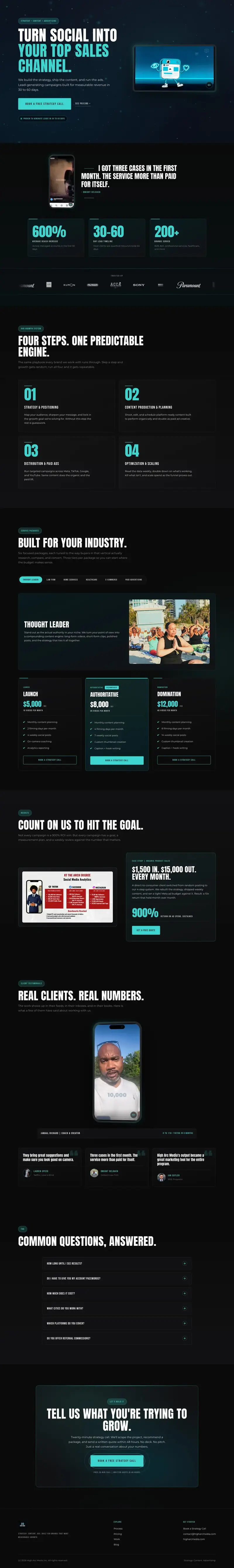High Arc Media marketing site