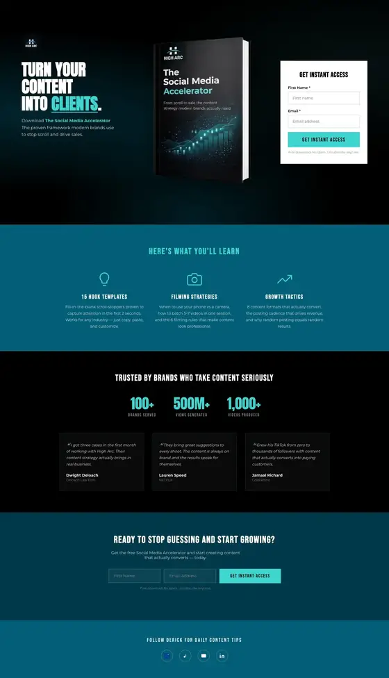 Social Media Accelerator opt-in page